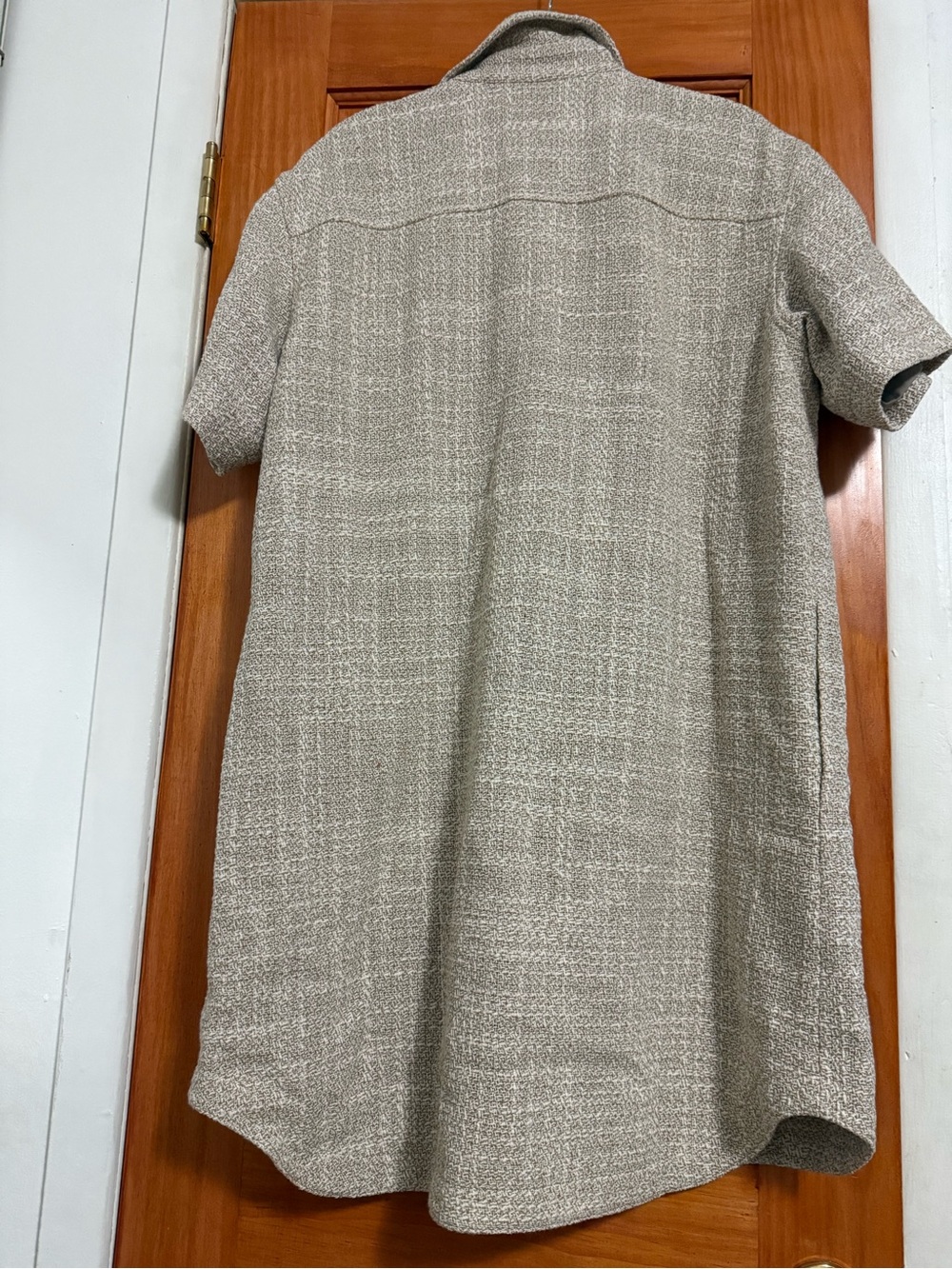 Theory Neutral Tweed Short-Sleeve Button Dress - Picture 2 of 6